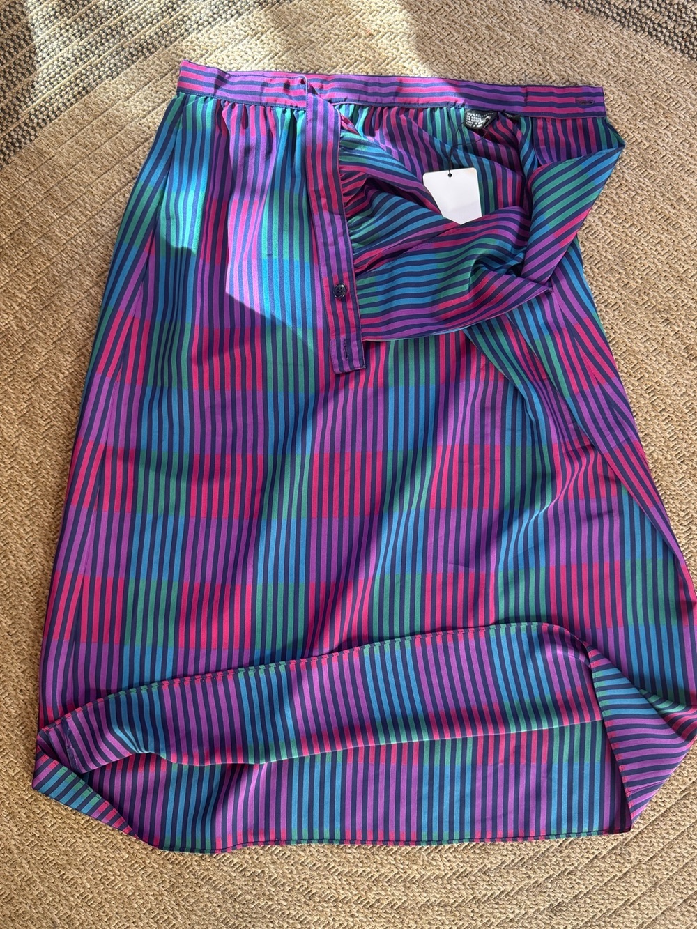Vintage 1980s Jewel Tone plaid Midi Skirt High Waist A-Line Multi Color 8 - Picture 7 of 7